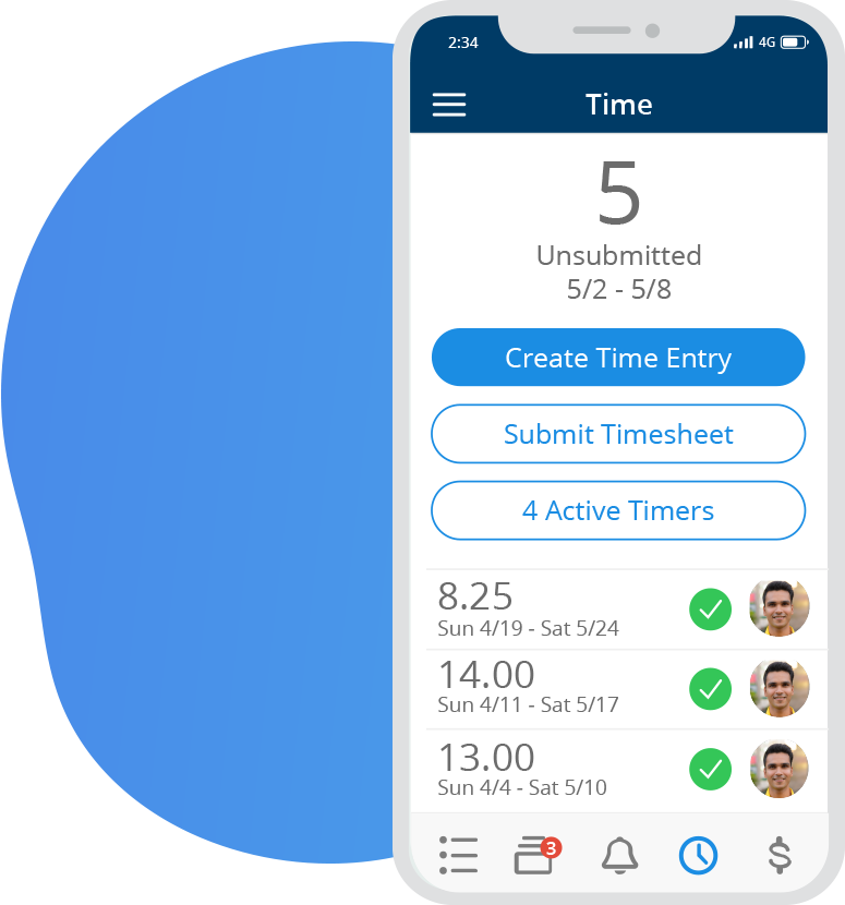 Time Tracking on Project Insight Mobile